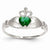 14k White Gold CZ May Birthstone Claddagh Heart Ring