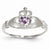 14k White Gold CZ June Birthstone Claddagh Heart Ring