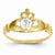 14k Yellow Gold CZ April Birthstone Claddagh Heart Ring