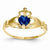 14k Yellow Gold CZ September Birthstone Claddagh Heart Ring