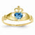 14k Yellow Gold CZ December Birthstone Claddagh Heart Ring