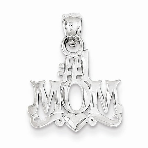 14k White Gold Polished #1 Mom Pendant, Pendants for Necklace
