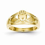14k Yellow Gold Polished Womens Claddagh Ring