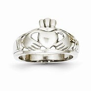 14k White Gold Womens Claddagh Ring