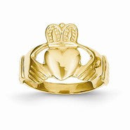 14k Yellow Gold Polished Womens Claddagh Ring