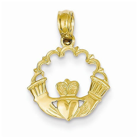 14k Gold Polished Claddagh pendant, Pendants for Necklace