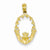 14k Gold Solid Polished Flat-Backed Claddagh pendant, Pretty Pendants for Necklace
