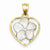 14k Gold Two-tone Diamond-cut Satin Heart with Flower Pendant, Pendants for Necklace