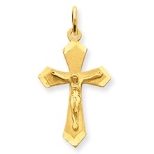 14k Gold Satin & Diamond-cut Crucifix Charm hide-image