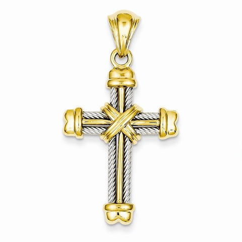 14k Gold Two-tone Cross Pendant, Stylish Pendants for Necklace