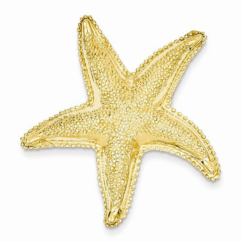 14k Gold Textured Starfish Slide Pendant, Pendants for Necklace