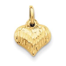 14k Gold Diamond-cut Puffed Heart Charm hide-image