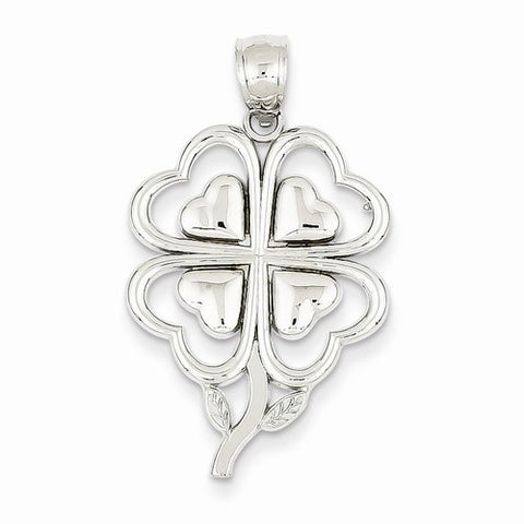 14k White Gold 4-Leaf Clover pendant, Adorable Pendants for Necklace