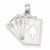14k White Gold Playing Cards Royal Flush in Spades Pendant, Pendants for Necklace