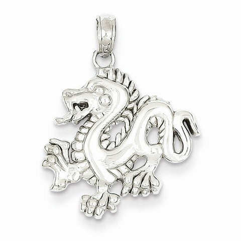 14k White Gold Small Dragon Pendant, Pendants for Necklace