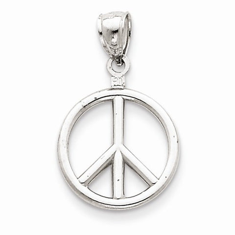 14k White Gold 3-D Peace Symbol Pendant, Pendants for Necklace