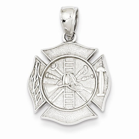 14k White Gold Fireman Shield pendant, Beautiful Pendants for Necklace