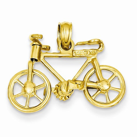 14k Gold 3-D Moveable Bicycle Pendant, Pendants for Necklace