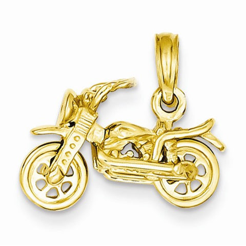 14k Gold 3-D Moveable Motorcycle Pendant, Pendants for Necklace