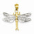 14k Gold Two-tone Dragonfly Pendant, Pendants for Necklace