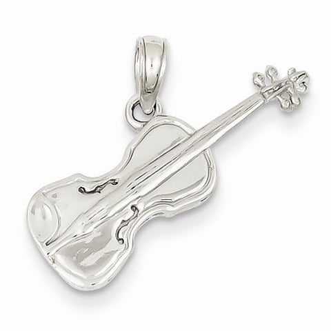 14k White Gold 3-D Violin Pendant, Pendants for Necklace