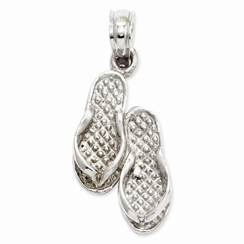 14k White Gold Double Flip-Flop Pendant, Pendants for Necklace