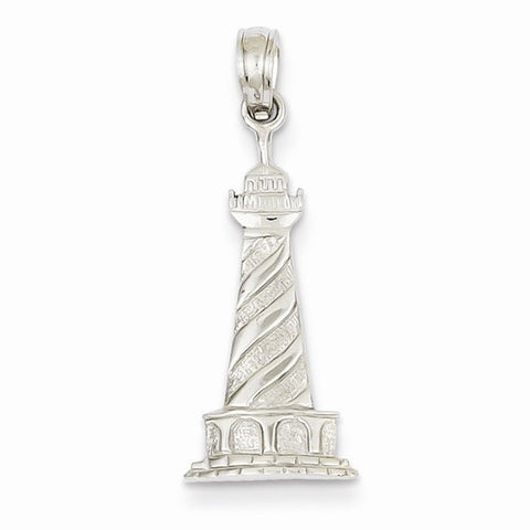 14k White Gold Lighthouse Pendant, Pendants for Necklace