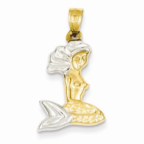 14k& Rhodium 3-D Mermaid Pendant, Pendants for Necklace