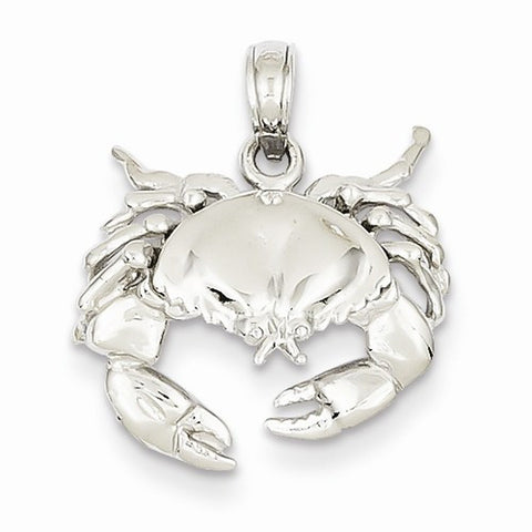 14k White Gold Stone Crab Facing Down Pendant, Pendants for Necklace