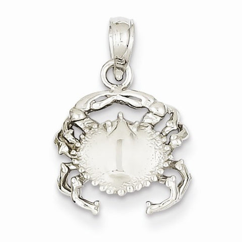 14k White Gold Crab Pendant, Pendants for Necklace