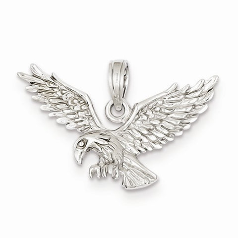 14k White Gold Eagle Landing Pendant, Pendants for Necklace