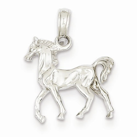 14k White Gold 3-D Horse Standing Pendant, Pendants for Necklace