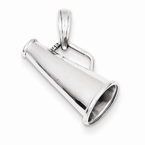 14k White Gold 3-D Megaphone Pendant, Pendants for Necklace
