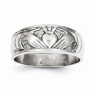 14k White Gold Womens Claddagh Ring