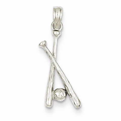 14k White Gold Baseball Bats & Ball Pendant, Pendants for Necklace