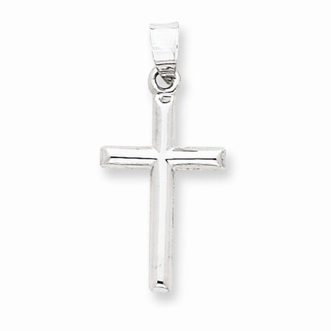 14k White Gold Hollow Cross pendant, Charm