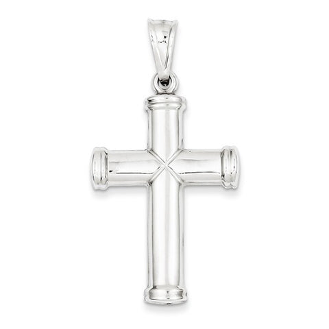 14k White Gold Hollow Cross pendant, Fine Pendants for Necklace