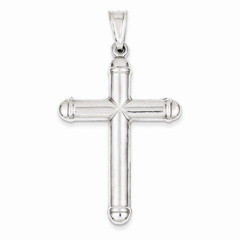 14k White Gold Hollow Cross Pendant, Pendants for Necklace