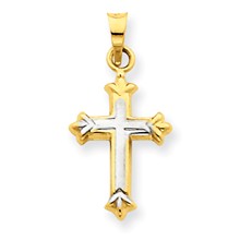 14k Gold w/Rhodium Hollow Cross Charm hide-image