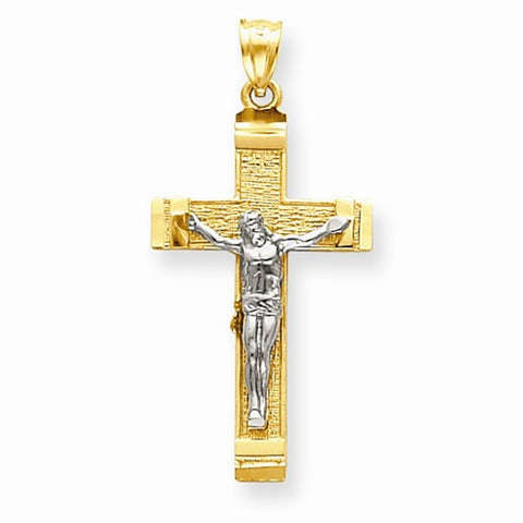 14k Gold Two-tone INRI Crucifix pendant, Pendants for Necklace