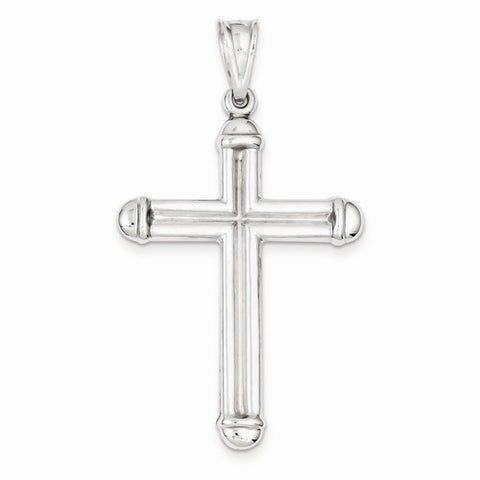 14k White Gold Hollow Cross Pendant, Classy Pendants for Necklace