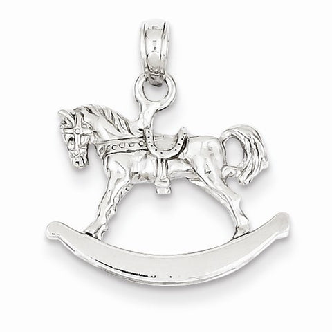 14k White Gold 3-D Rocking Horse Pendant, Pendants for Necklace