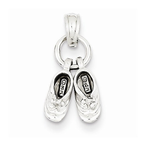 14k White Gold 3-D Moveable Baby Booties Pendant, Pendants for Necklace