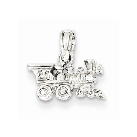 14k White Gold 3-D Locomotive pendant, Appealing Pendants for Necklace