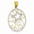 14k Gold and Rhodium Oval Star Pendant, Pendants for Necklace