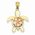 14k Gold Two-tone Rose Plumeria Turtle Charm
