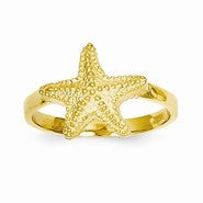 14k Yellow Gold Polished Starfish Ring
