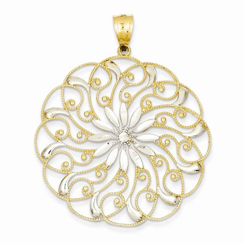 14k& Rhodium Meridian Swirl Pendant, Pendants for Necklace