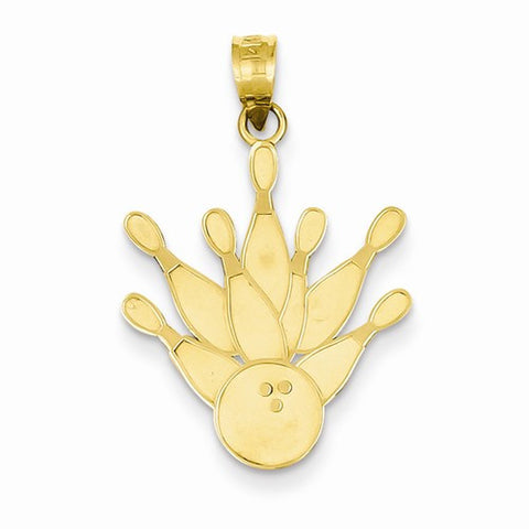 14k Gold 7 Pin and Bowling Ball Pendant, Pendants for Necklace