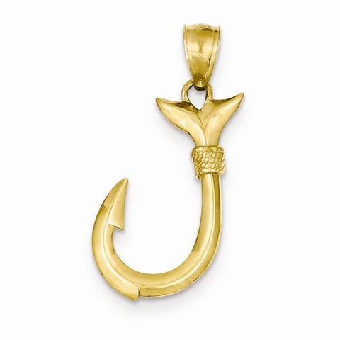 14k Gold Whale Tail Hook pendant, Dazzling Pendants for Necklace